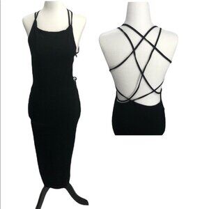 Coco & Yves black open strappy back dress in small
